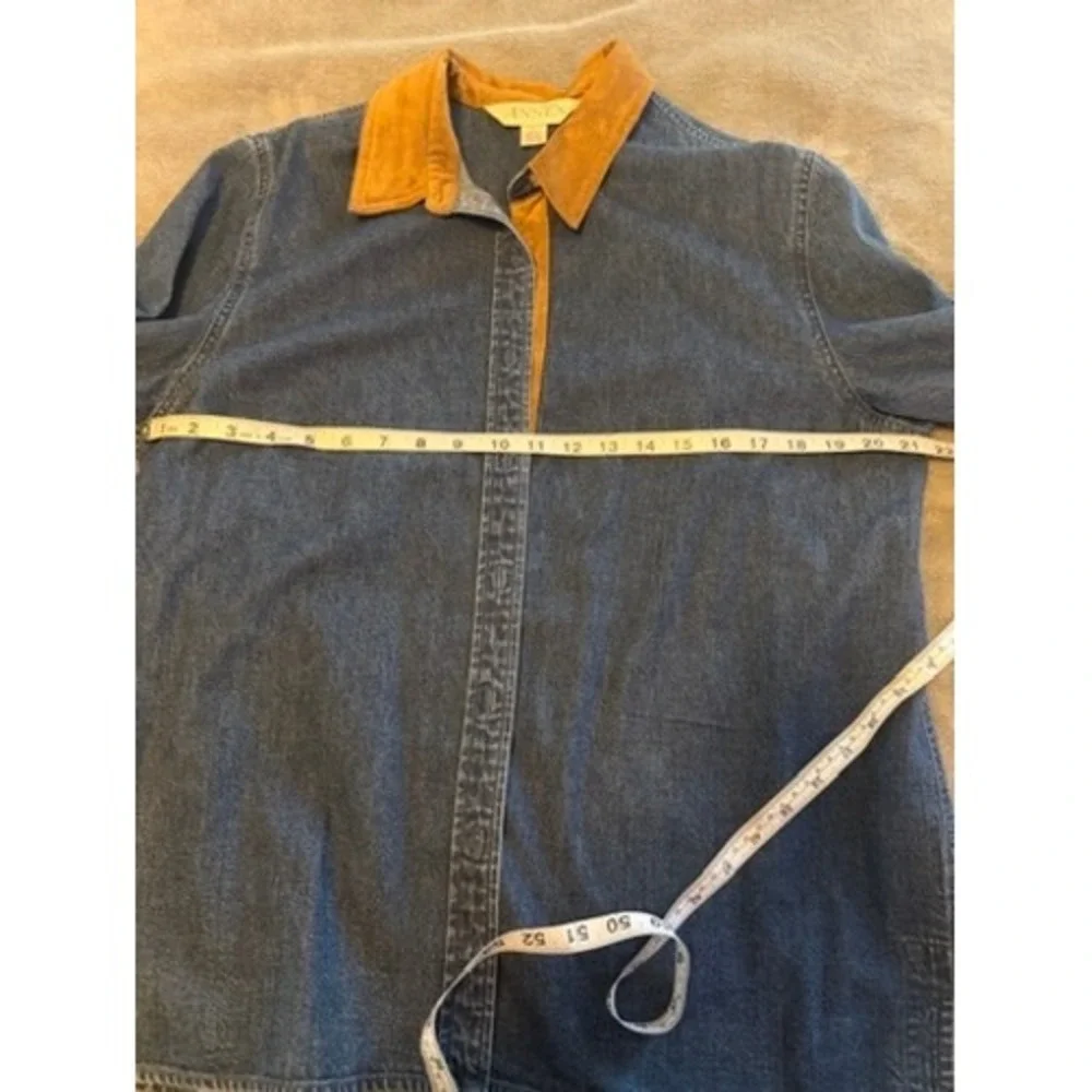 Casual Corner Annex Denim Button Down Western Tan Trim Womens Large 100% Cotton‎ - Picture 6 of 7